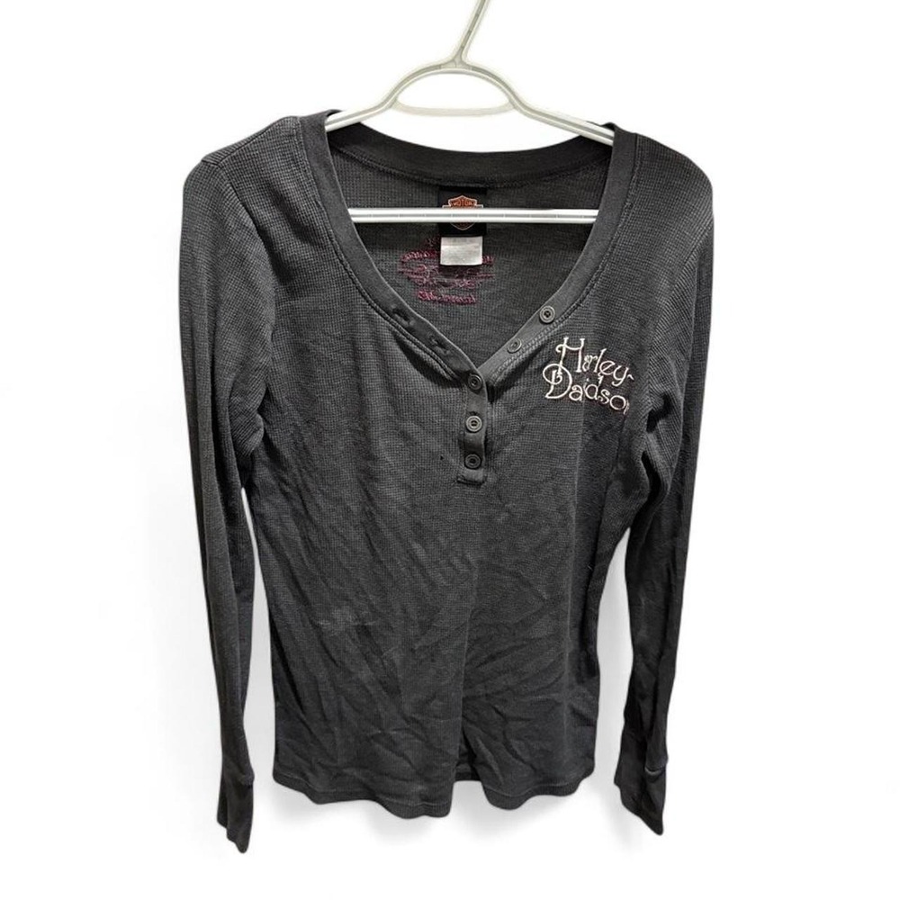 Y2K 00s Harley Davidson Biker Henley